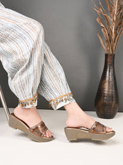 Pelle Albero Antic Embossed Slip on Lightweight Comfortable Designer Heel Slipper For Women