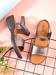 Pelle Albero Copper Colour Orthopedic Flat Sandals