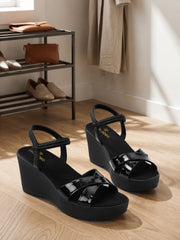 Pelle Albero Women Black Wedge Heel Sandals