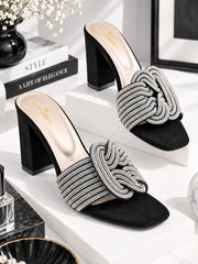 Pelle Albero Women Black Fancy Block Heel Sandals