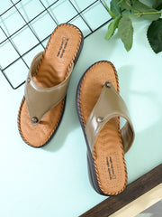 Pelle Albero Beige Colour Orthopedic Flat Sandals