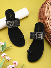 Pelle Albero Black Faux Leather Slip on Lightweight Comfortable Designer Basic Flat For Women
