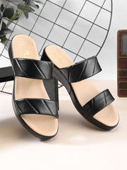 Pelle Albero Women Black Colour Flat MaxComfort Sandals
