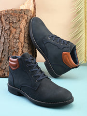 PELLE ALBERO Men Blue Lace-up Boots