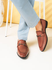 Pelle Albero Male's Cognac Leather Formal Mocassion