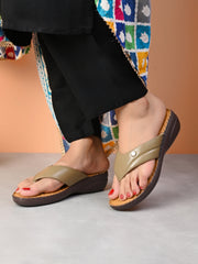 Pelle Albero Beige Colour Orthopedic Flat Sandals