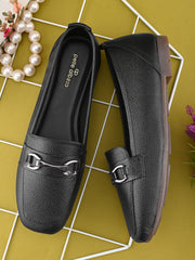 Pelle Albero Women Black Leather Flat Ballerina