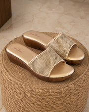 Pelle Albero Women Gold Wedge Heel Sandals