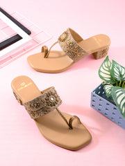 Pelle Albero Women Antic Colour Block Heel Toe-Ring Sandals