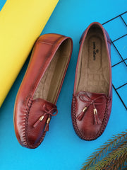 Pelle Albero Women Leather Cherry Colour Flat Loafers