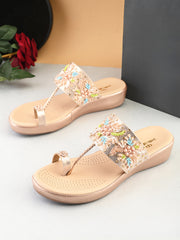 Pelle Albero Women Embellished Sultan Flat Comfort Slippers