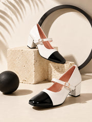 Pelle Albero Women White Black Block Heel Ballerina Sandals