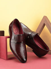 Pelle Albero Cherry Leather Slip on Cuban Heel Formal Shoes For Men