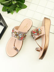 Pelle Albero Women Embellished Antic Flat Comfort Slippers