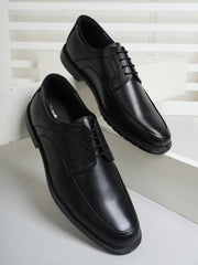 Pelle Albero Men Black Solid Leather Formal Derbys