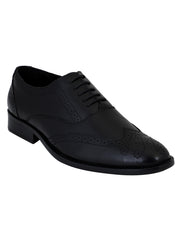 pelle albero Men Black Textured Leather Formal Brogues