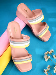 Pelle Ablero Peach Wedge Sandals for Women