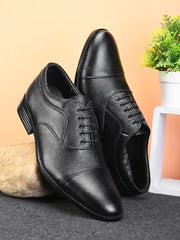 Pelle Albero Men's Black Leather Lace-Up Formal Oxford