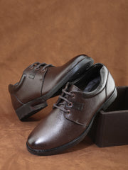 Pelle Albero Men's Brown Leather Lace-Up Formal Derby