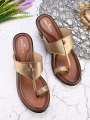 Pelle Albero Women's Copper Leather Slip-On Block Heel Sandals