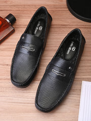 PELLE ALBERO Men's Black Slip On Casual Loafer