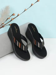 Pelle Albero Black Wedges for Women
