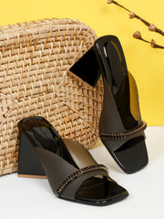 Pelle Albero Black Block Heel Sandals for Women