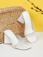 Pelle Albero White Block Heal Sandals for Women