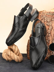 Pelle Albero Black Leather Casual Shoes for Men