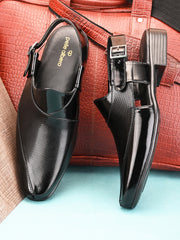 pelle albero Men Textured Leather Shoe-Style Sandals