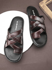 Pelle Albero Cherry Leather Slippers for Men