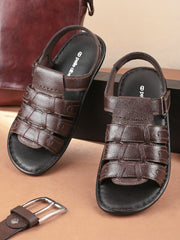 Pelle Albero Brown Leather Sandals for Men