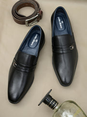 Pelle Albero Black Formal Monk Shoes For Men