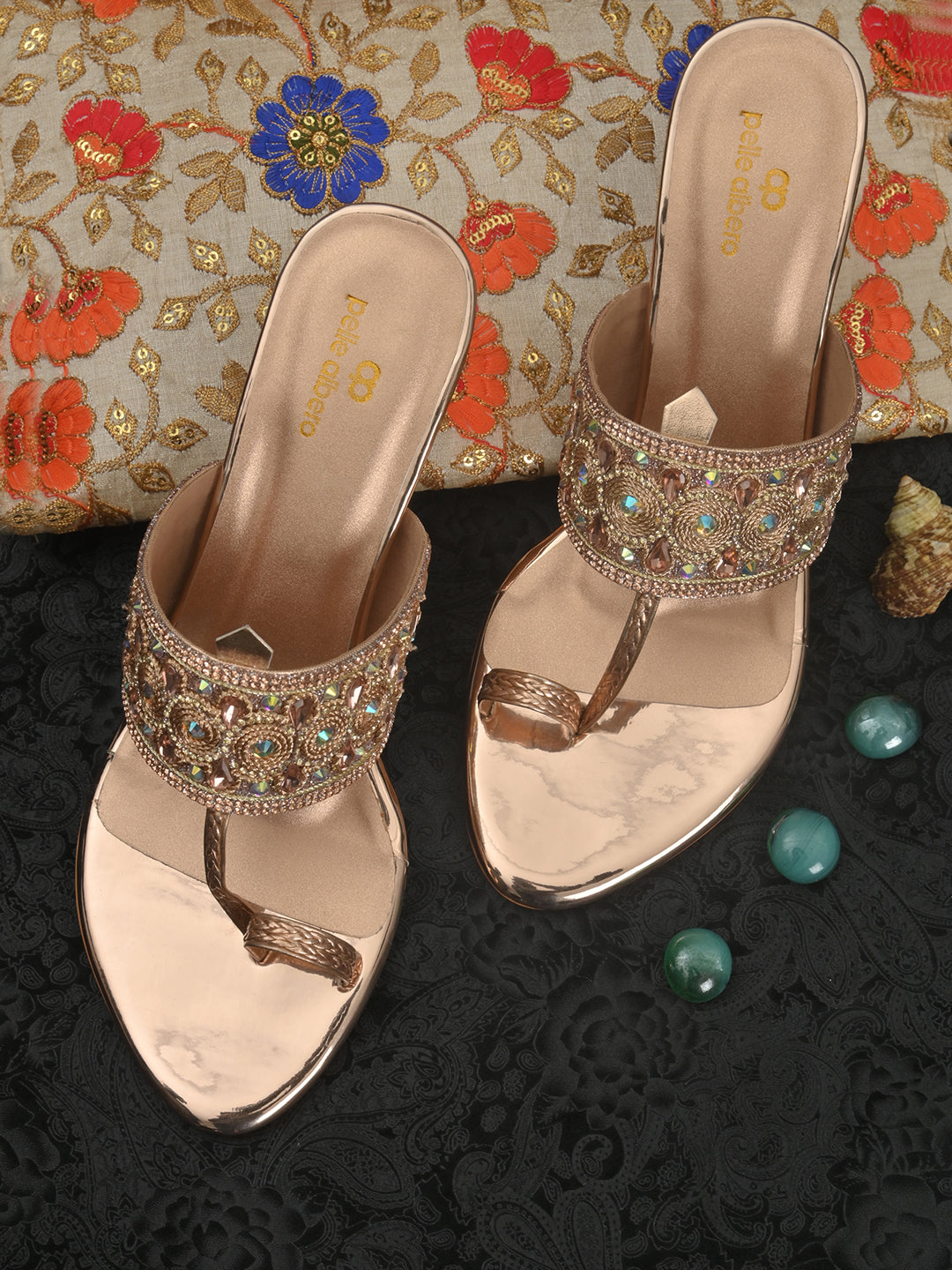 Party Wear Heels High Heels For Sarees Pelle Albero Pink Synthetic