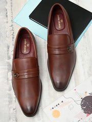 Pelle Albero Cognac Formal Monk Shoes For Men