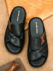 Pelle Albero Men Black Ethnic Comfort Sandals