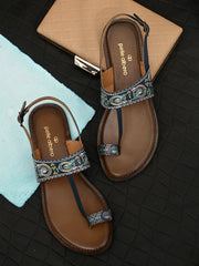 Pelle Albero Blue Flat Sandal For Girl's/Women