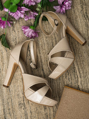 Pelle Albero Beige Heel Sandal For Women