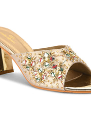 Pelle Albero Gold Heel Sandal For Women