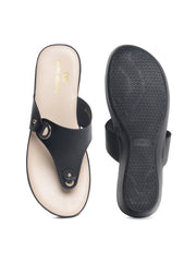 Pelle Albero Black Womens Black Platform Heel Slippers