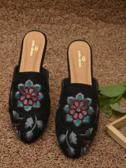 Pelle Albero Black Synthetic Casual Black Slippers for Girls/Women