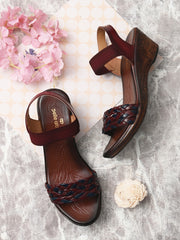 Pelle Albero Maroon Heel Sandal For Women