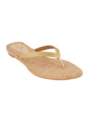 Pelle Albero Gold Casual Slip-On Slipper For Girl's/Women