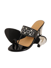 Pelle Albero Black Women Fancy Slippers
