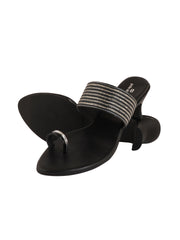 Pelle Albero Black Women Fancy Slippers