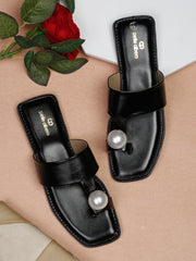 Pelle Albero Black Ethnic Flats for Women