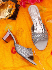 Pelle Albero Metallic Block Heel Sandals