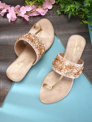 Pelle Albero Gold One Toe Sandals For Women