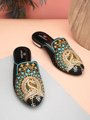 Pelle Albero Black Mule Sandal For Women