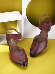 Pelle Albero Cherry Leather Block Heels For Women